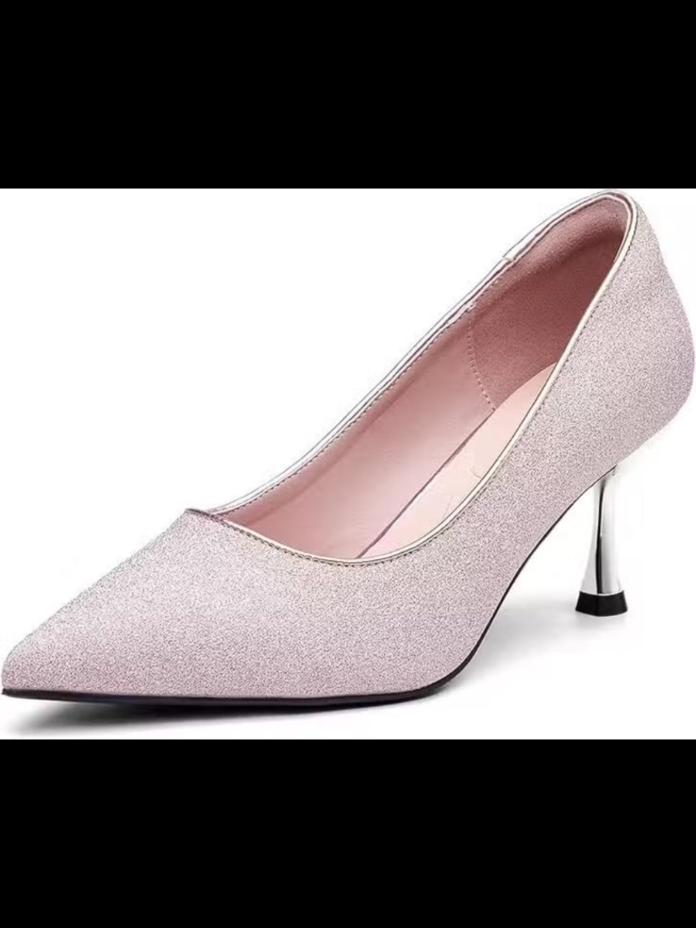 NIB Newbella Pink Glitter Pointed Toe High Heels Size 9.5